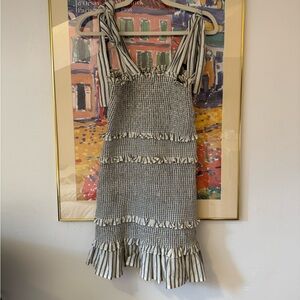 LoveShackFancy Belle Smocked Striped Mini Dress Size XS